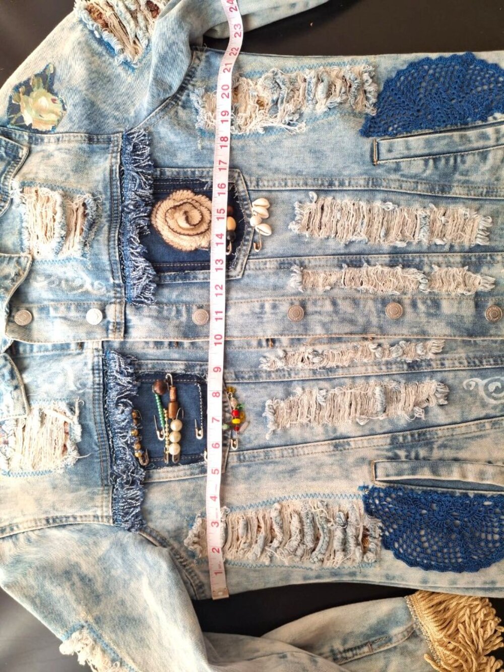 ENSY One-of-a-Kind Handmade Upcycled Denim Duster Coat A dramatic wearable artwo - Picture 10 of 10